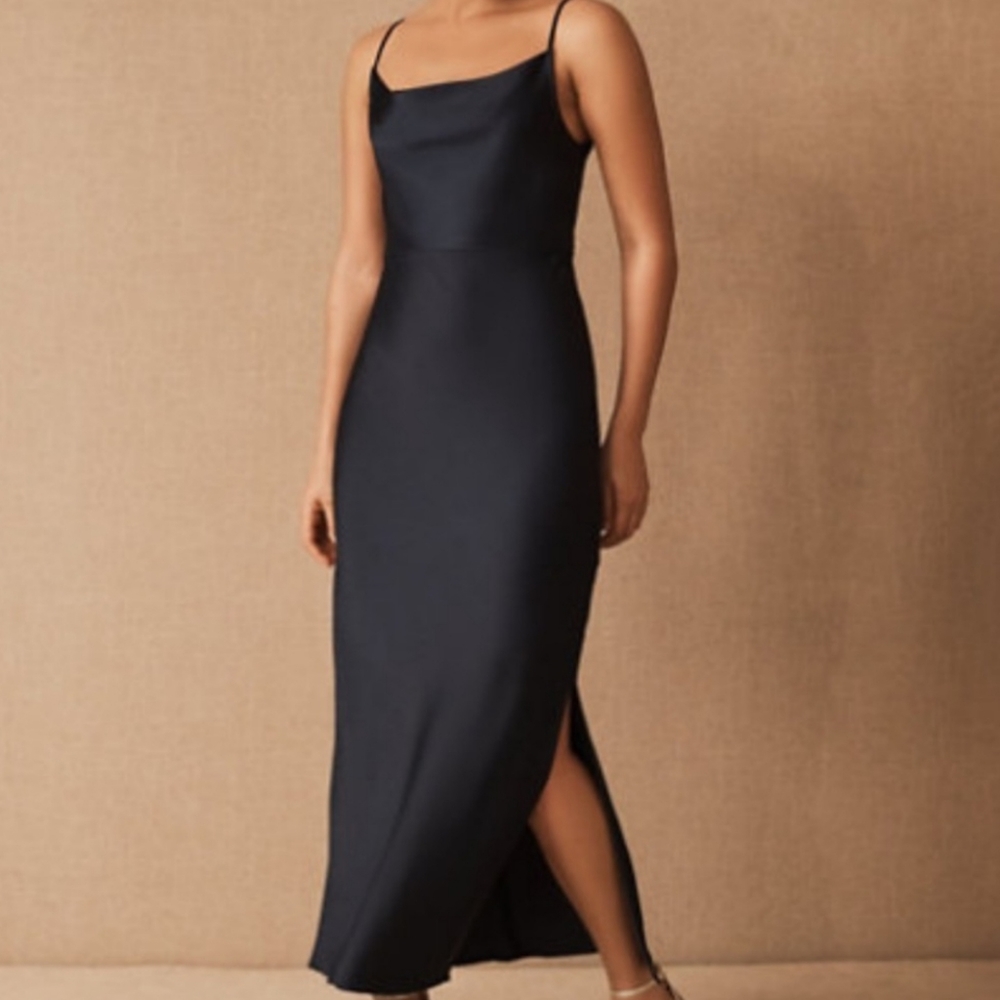 Sachin & Babi Women's Satin Dress Size 4 Navy Blue Wedding Guest Formal Event